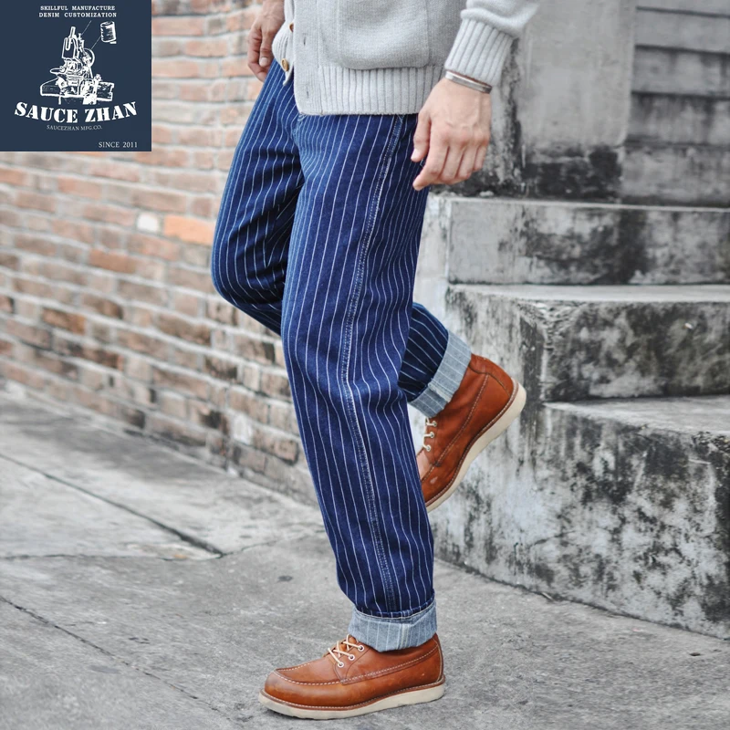 Wedding Job - Saucezhan Striped Jeans Men Vintage Men