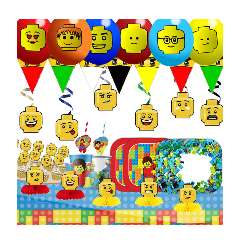 Confetti Balloon Set - Building Blocks Happy Birthday Banner Party