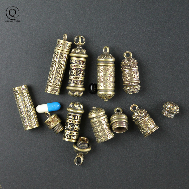 Wedding Sutra - Brass Buddha GuanYin Sutra Cylinder Pendant