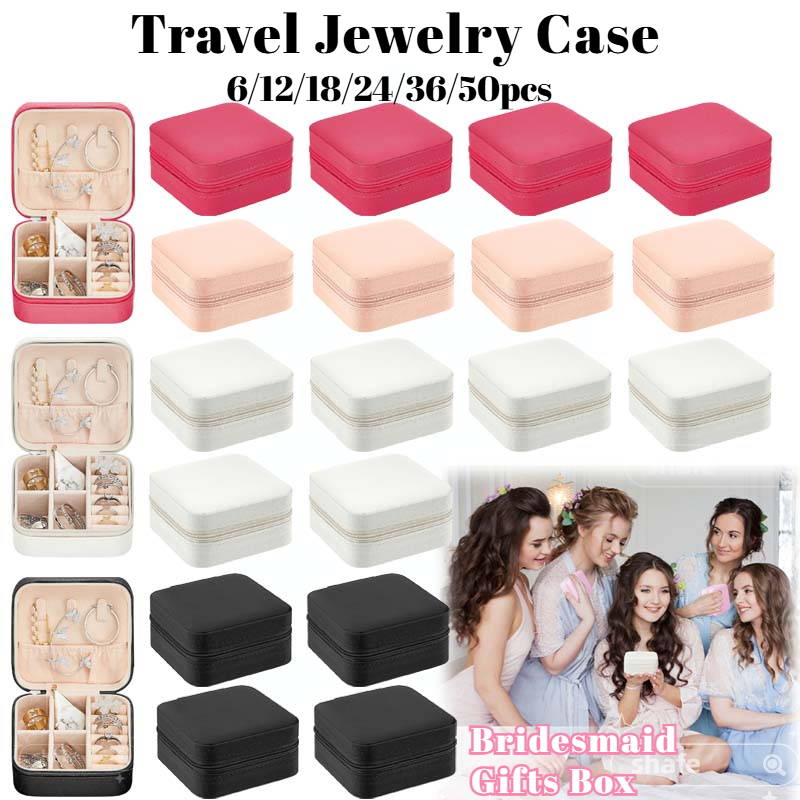Wedding Favor Box - 6-50pcs Travel Jewelry Case Bridesmaid Gifts