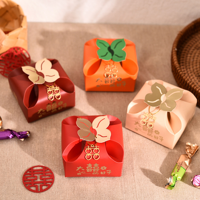 Wedding Favor Box - 50pcs Orange Portable Gift Box Party