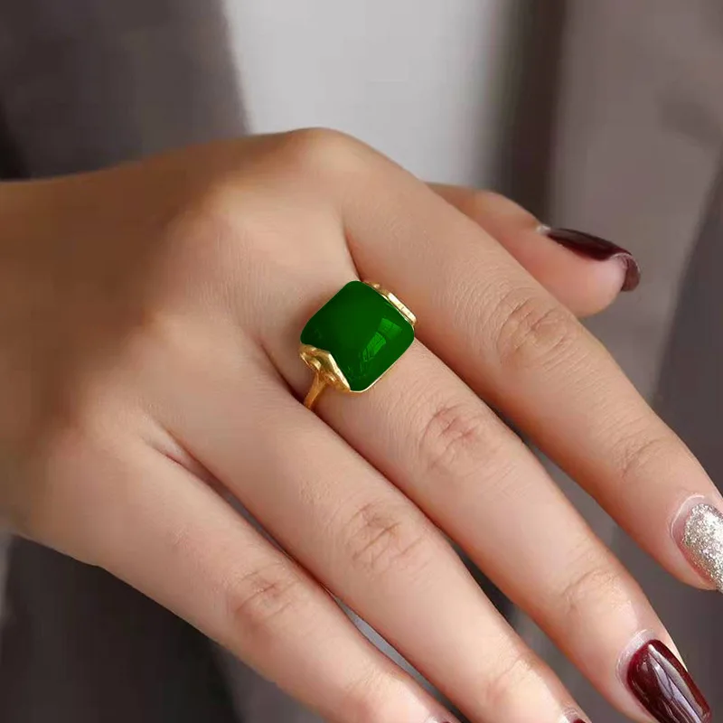 Wedding Zone - Natural Hetian Jade Ring Fashion Jewelry