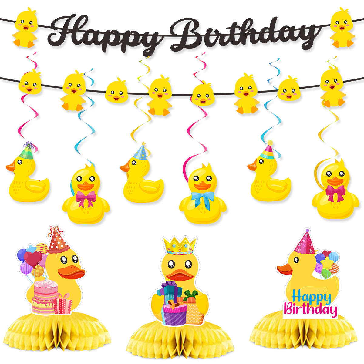 Cute Swim Duck Theme Happy Bir - Confetti Balloon Set 评论和价格