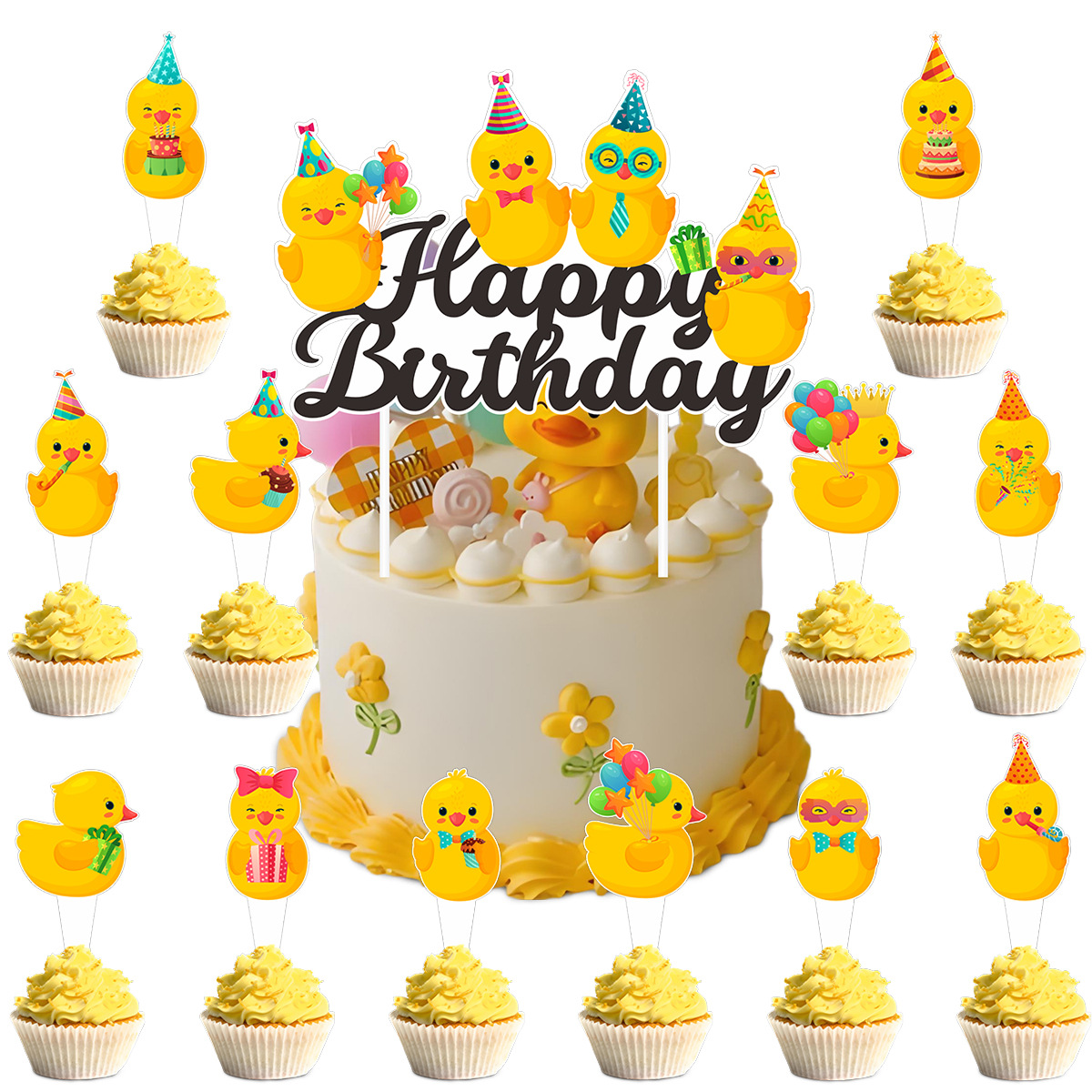 Cute Swim Duck Theme Happy Bir - Confetti Balloon Set 评论和价格
