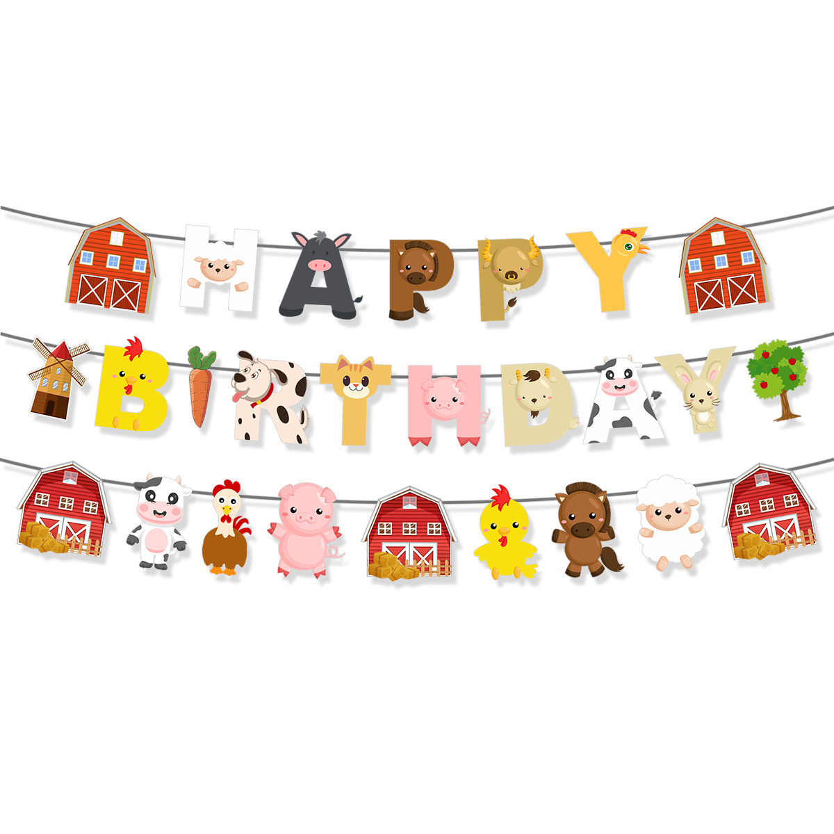 Cartoon Farm Animal Theme Birt - Confetti Balloon Set 评论和价格