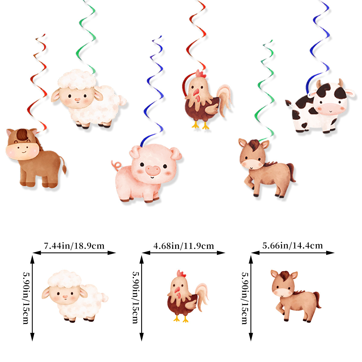 Cartoon Farm Animal Theme Birt - Confetti Balloon Set 评论和价格