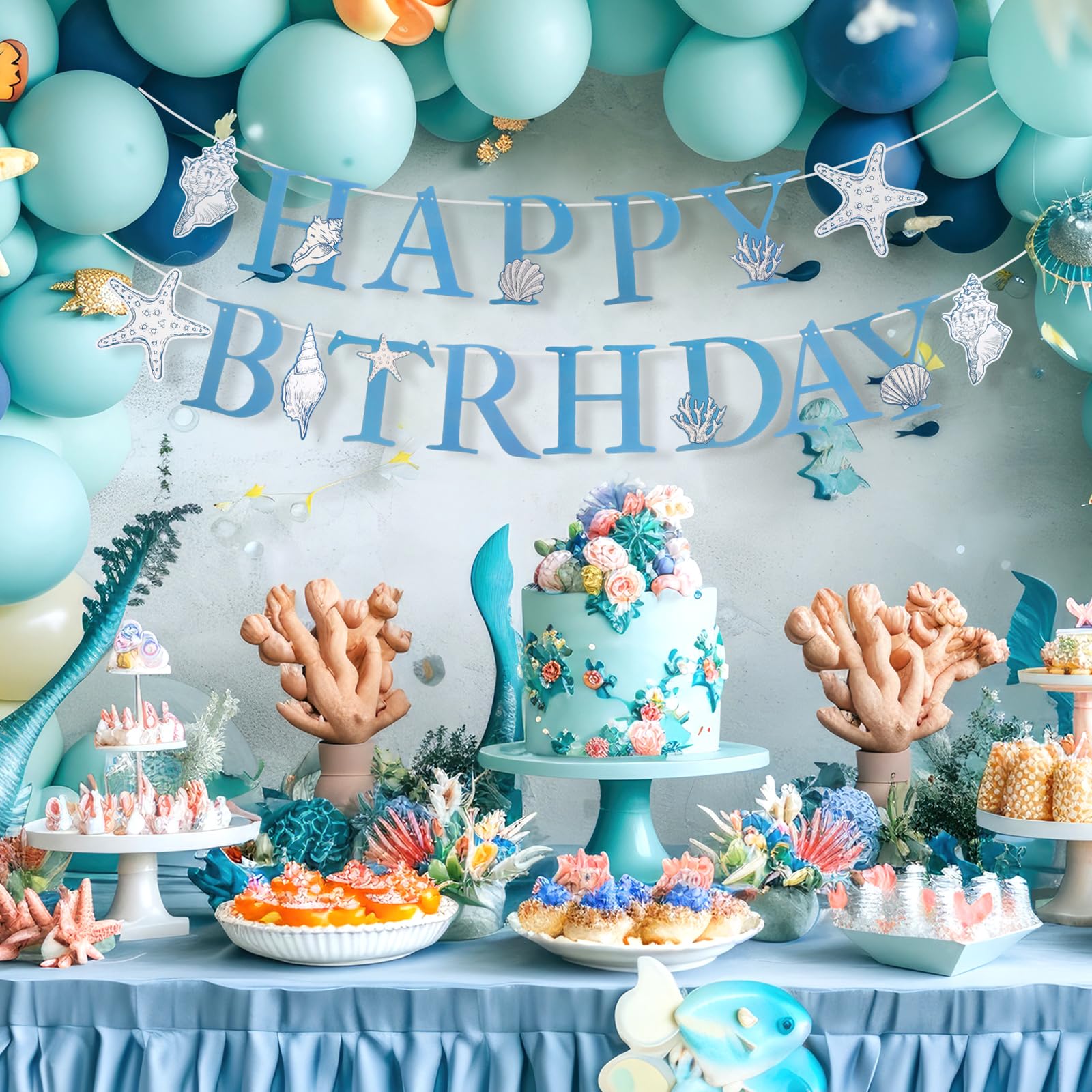 Elegant Ocean Mermaid Birthday - Confetti Balloon Set 评论和价格