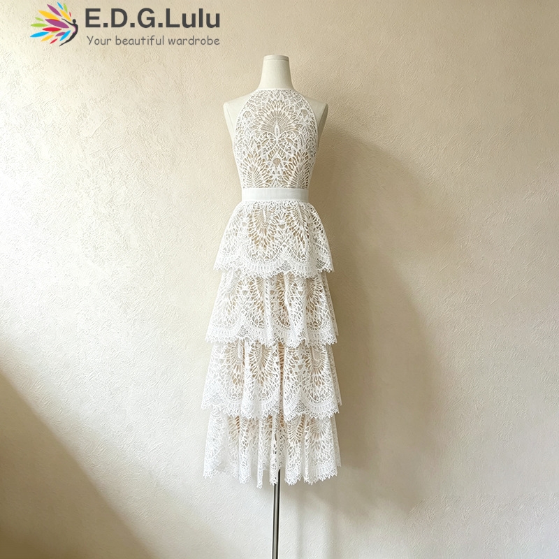 EDGLuLu O Neck Sleeveless Whit - Wedding Lulu 评论和价格