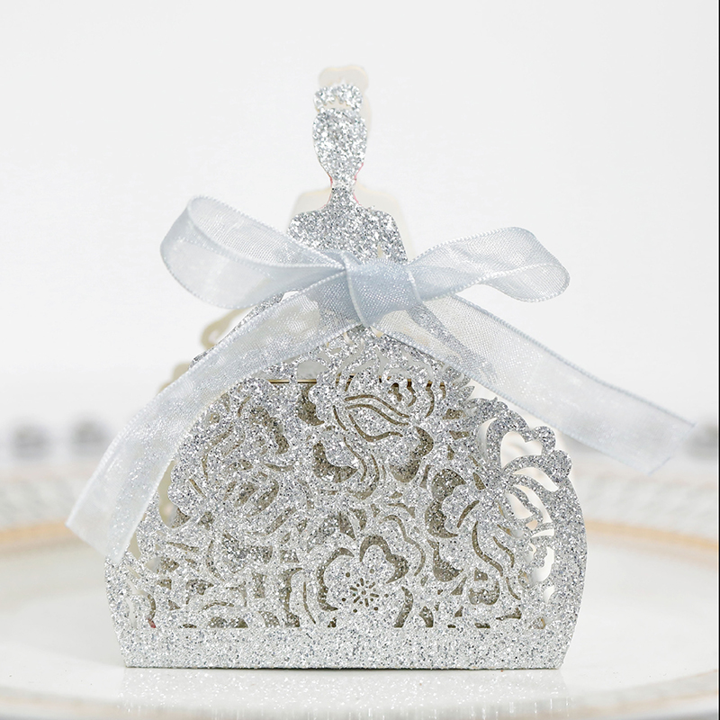 10Pcs/set Bride Flower Dresses - Wedding Favor Box 评论和价格