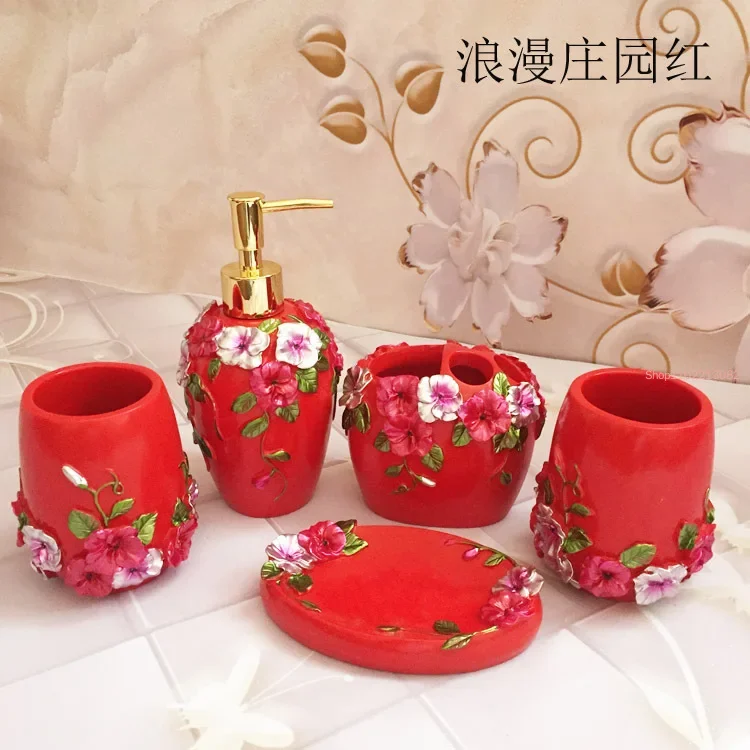 5pcs/set Resin Bathroom Access - Wedding Bathroom Supply Kit 评论和价格