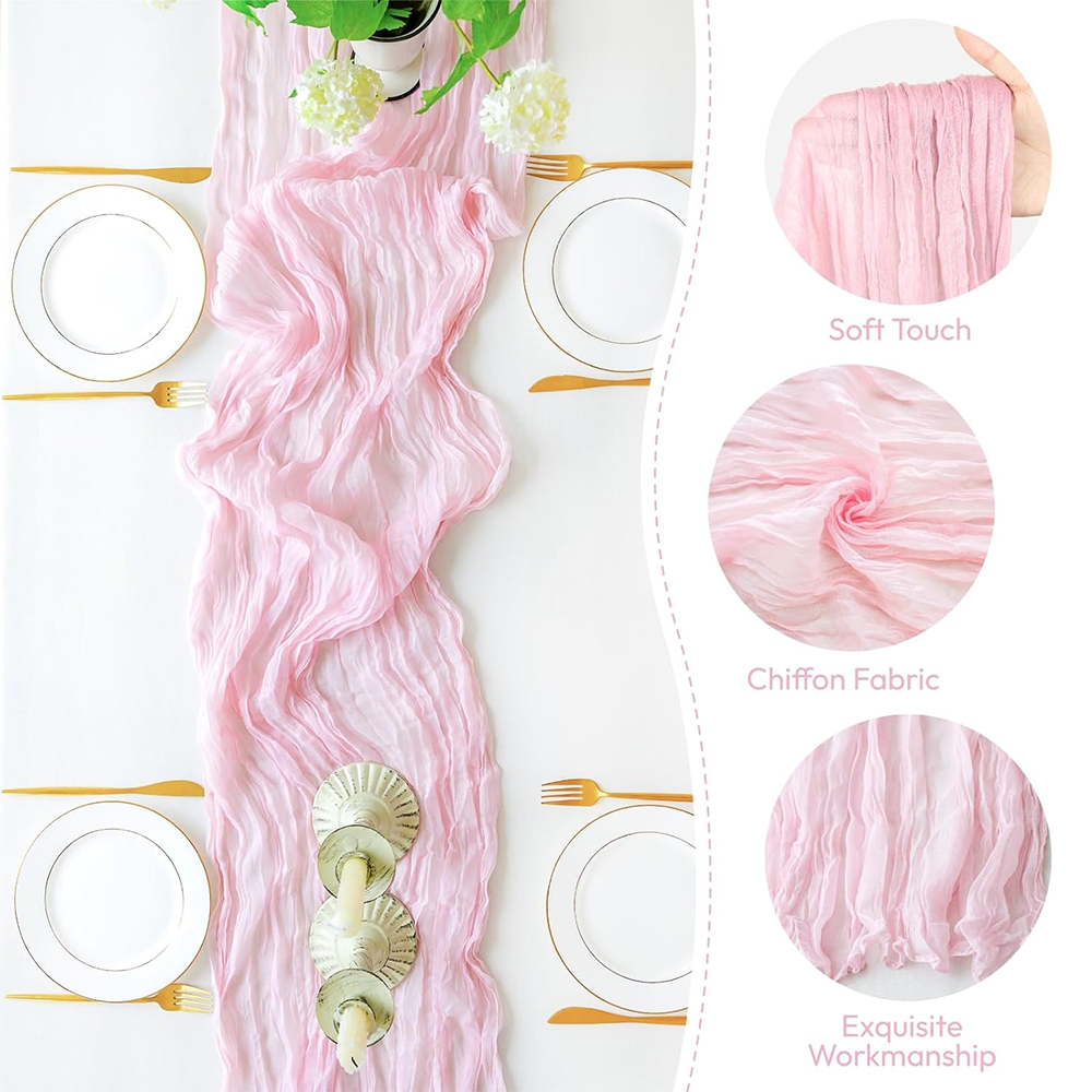 Pink Cheesecloth Table Runner  - Wedding Ceremony Supply 评论和价格