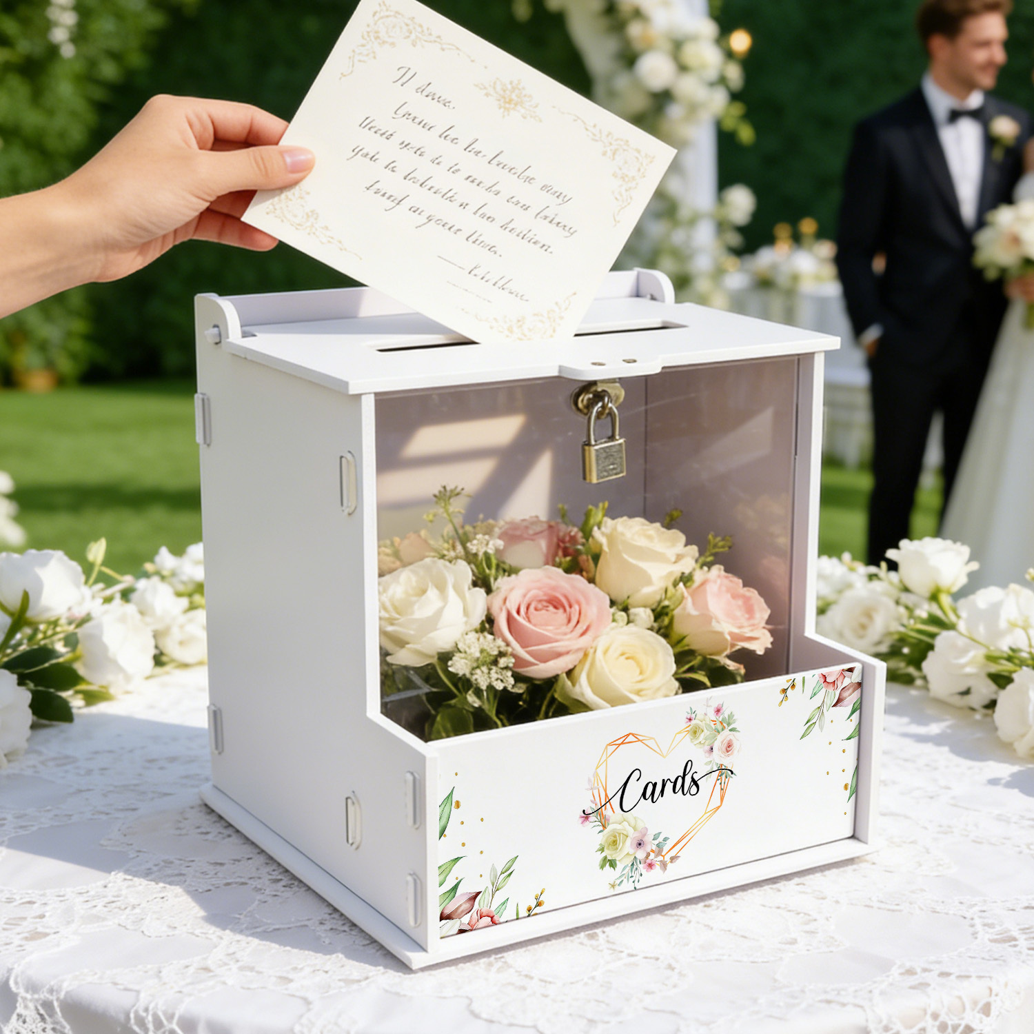 White PVC Wedding Card Boxes w - Wedding Favor Box 评论和价格