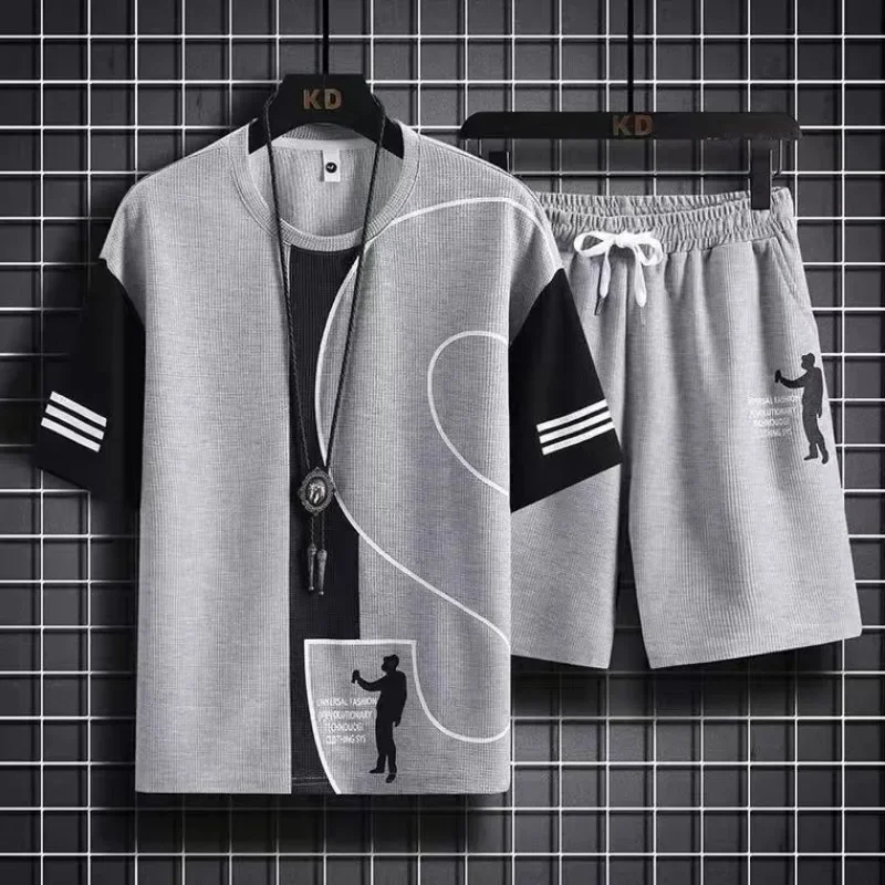 Male T Shirt Short Sets Graphi - Wedding Job 评论和价格