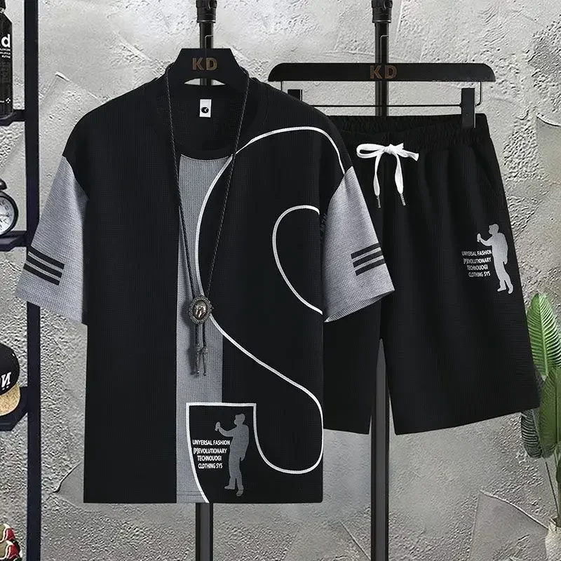Male T Shirt Short Sets Graphi - Wedding Job 评论和价格
