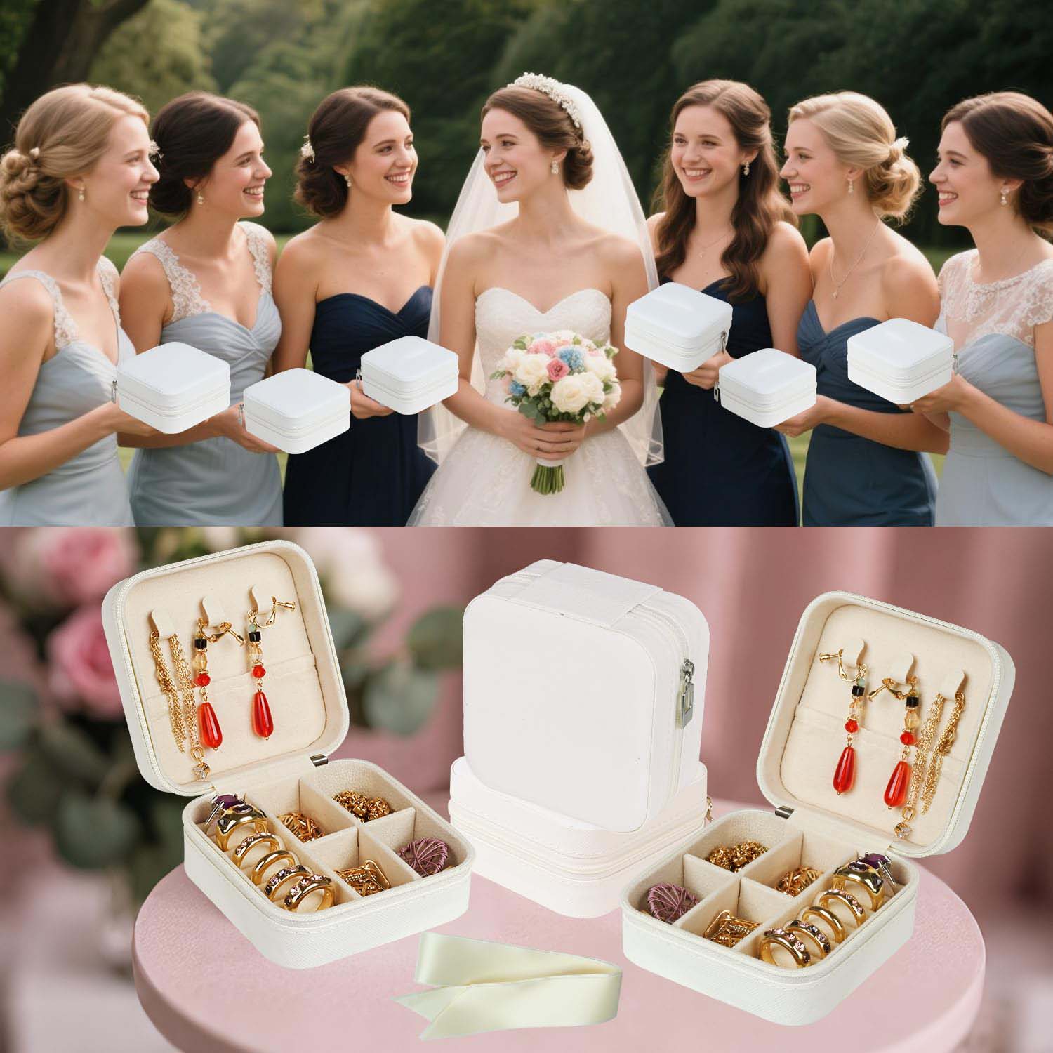 6-50pcs Travel Jewelry Case Br - Wedding Favor Box 评论和价格