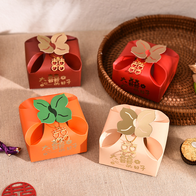 50pcs Orange Portable Gift Box - Wedding Favor Box 评论和价格