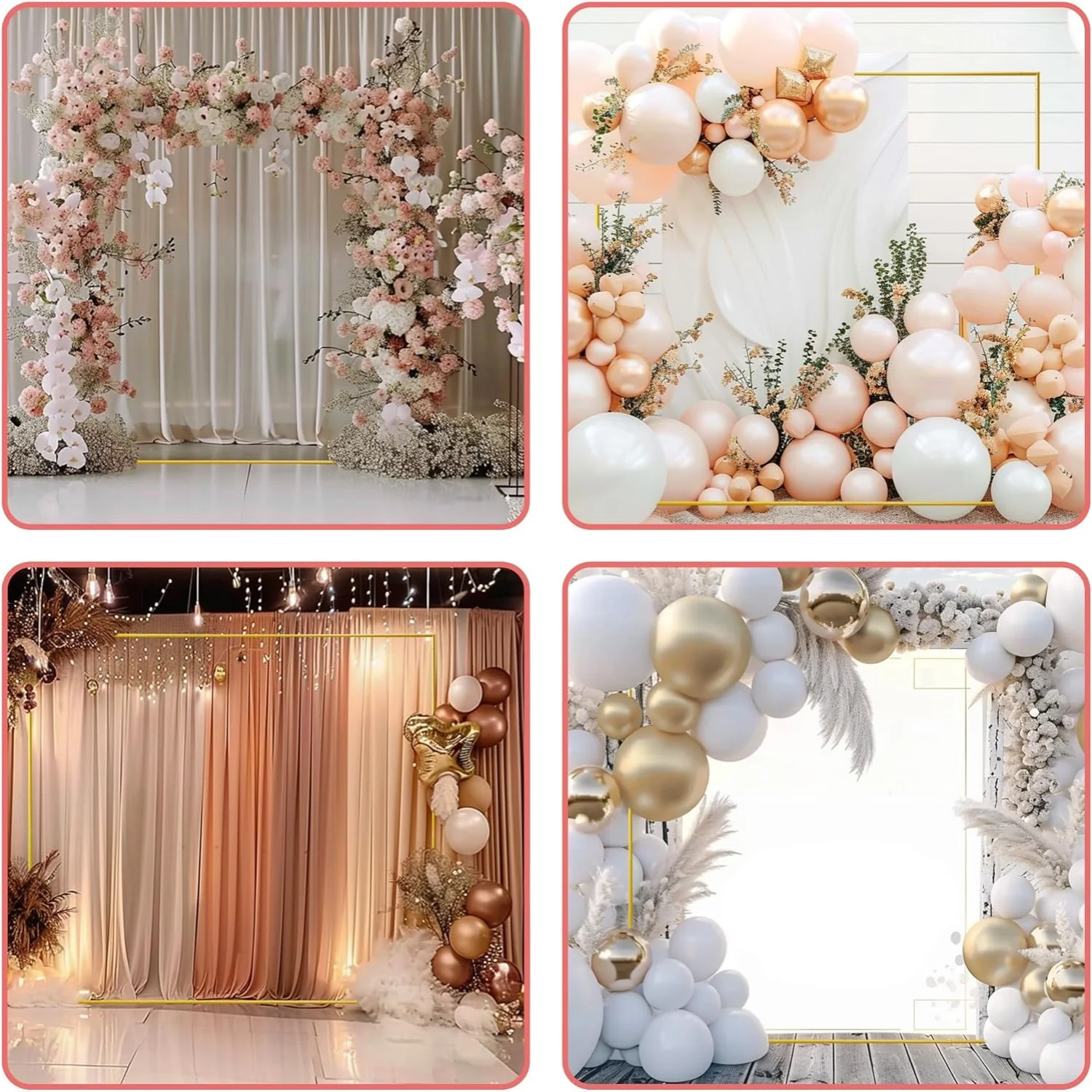 Gold Wedding Arches Square Bac - Confetti Balloon Set 评论和价格